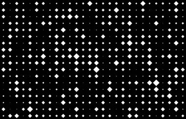 Rastgele eşkenar dörtgenlerle soyut monokrom arkaplanı. Siyah ve beyaz yarım ton. Şık, modern noktalı doku.