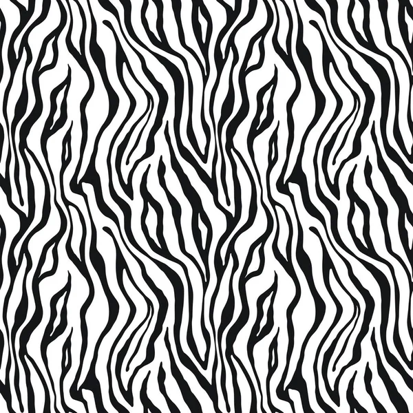 Patrón Sin Costura Monocromo Tigre Impresión Piel Animal Vectorial Moda — Vector de stock