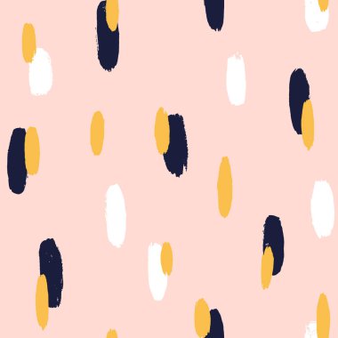 Fırça darbesi, el boyası, kusursuz desen. Yuvarlak organik şekilli soyut bir arka plan. Moda tarzı bir doku. Vektör illüstrasyonu.