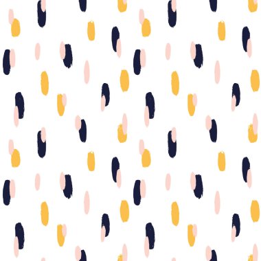 Fırça darbesi, el boyası, kusursuz desen. Yuvarlak organik şekilli soyut bir arka plan. Moda tarzı bir doku. Vektör illüstrasyonu.