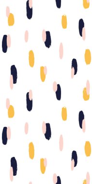 Fırça darbesi, el boyası, kusursuz desen. Yuvarlak organik şekilli soyut bir arka plan. Moda tarzı bir doku. Vektör illüstrasyonu.