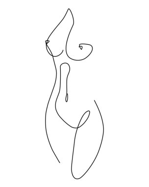 Abstract stylized female body. Modern single line art. Woman beauty fashion concept, minimalistic style. Vector illustration.