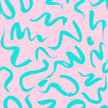 Dalgalı fırça darbeleriyle kusursuz bir şablon. Kumaş, duvar kâğıdı ve ambalaj için el boyası. EPS 10