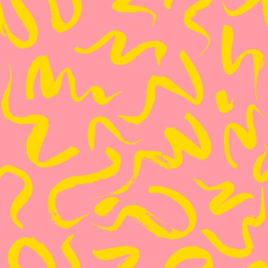 Dalgalı fırça darbeleriyle kusursuz bir şablon. Kumaş, duvar kâğıdı ve ambalaj için el boyası. EPS 10