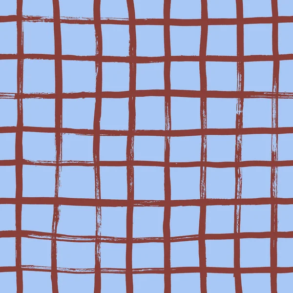 Sømløst Håndmalt Rutenettmønster Abstrakt Geometrisk Bakgrunn Med Penselstrøk Grungeaktig Tekstur – stockvektor