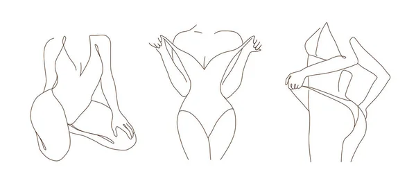 Cuerpos Femeninos Minimalistas Abstractos Arte Moderno Una Sola Línea Concepto — Archivo Imágenes Vectoriales