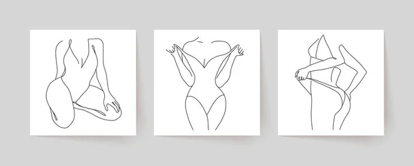 Corps Féminins Minimalistes Abstraits Art Moderne Monoligne Concept Mode Beauté — Image vectorielle