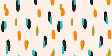 Fırça darbesi, el boyası, kusursuz desen. Yuvarlak organik şekilli soyut bir arka plan. Moda stili vektör dokusu.