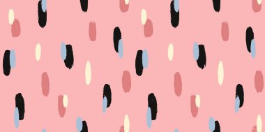 Fırça darbesi, el boyası, kusursuz desen. Yuvarlak organik şekilli soyut bir arka plan. Moda stili vektör dokusu.