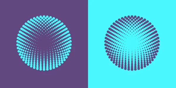 Coloridos Patrones Radiales Medio Tono Diseño Del Logotipo Dotty Circles — Vector de stock