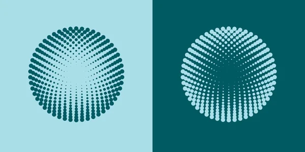 Coloridos Patrones Radiales Medio Tono Diseño Del Logotipo Dotty Circles — Vector de stock