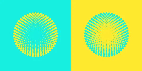 Coloridos Patrones Radiales Medio Tono Diseño Del Logotipo Dotty Circles — Vector de stock