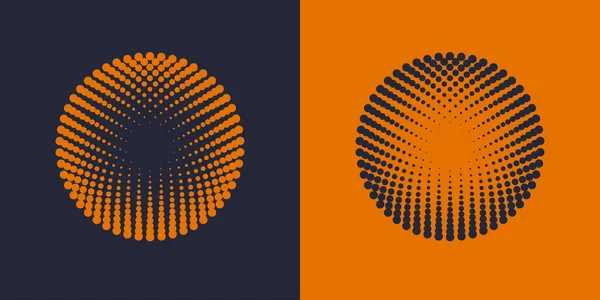 Coloridos Patrones Radiales Medio Tono Diseño Del Logotipo Dotty Circles — Vector de stock