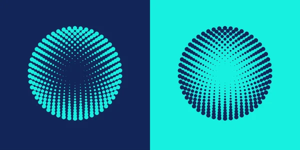 Coloridos Patrones Radiales Medio Tono Diseño Del Logotipo Dotty Circles — Vector de stock