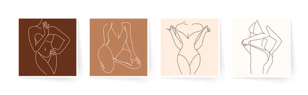 Cuerpos Femeninos Minimalistas Abstractos Arte Moderno Una Sola Línea Concepto — Vector de stock