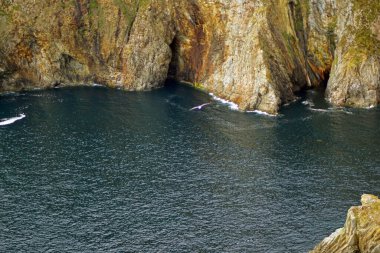 İrlanda 'nın Donegal eyaletinin batısındaki Slieve League uçurumları Atlantik Okyanusu' nun 601 metre yüksekliğindedir..