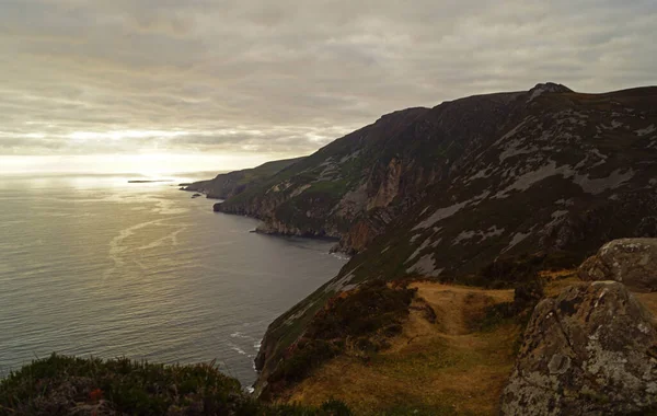 Rlanda Nın Donegal Eyaletinin Batısındaki Slieve League Uçurumları Atlantik Okyanusu — Stok fotoğraf