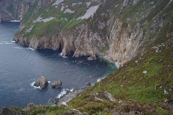 Les Falaises Slieve League Ouest Comté Irlandais Donegal Sur Océan — Photo