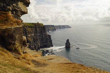 The Cliffs of Moher are the best known cliffs in Ireland. They are located on the southwest coast of Ireland's main island in County Clare near the villages Doolin and Liscannor. clipart