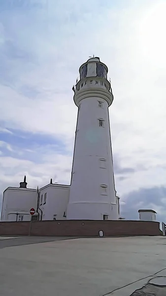 Flamborough Head Lighthouse Aktivní Maják Nacházející Flamborough East Riding Yorkshire — Stock fotografie