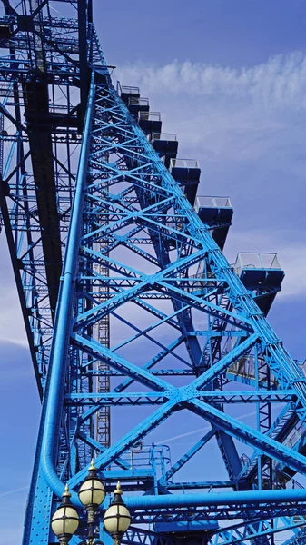 Ponte Transporte Middlesbrough Última Ponte Sobre Chás Frente Sua Foz — Fotografia de Stock