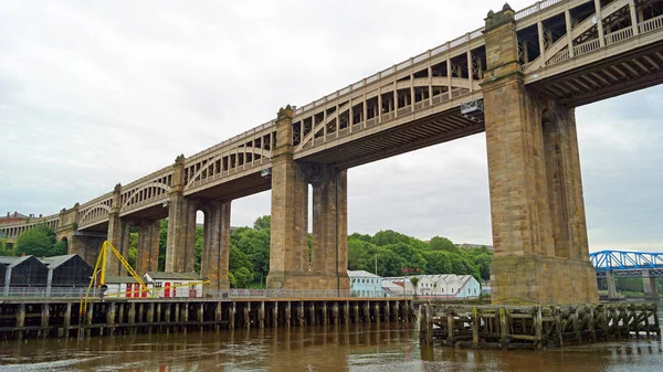 Most Vysoké Úrovni Kombinovaný Silniční Železniční Most Přes Tyne Mezi — Stock fotografie