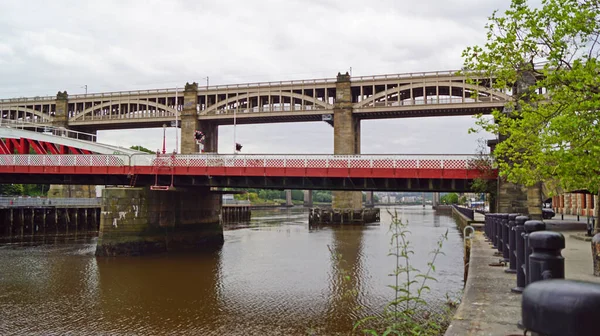 High Level Bridge Est Pont Routier Ferroviaire Traversant Tyne Entre — Photo