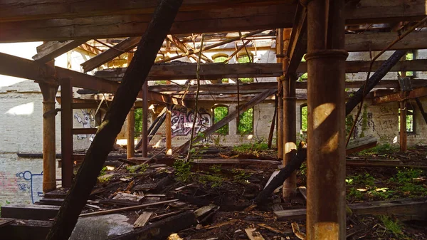 Zřícenina Skladovací Budovy Mlýnského Komplexu Boellberg Halle Německu — Stock fotografie