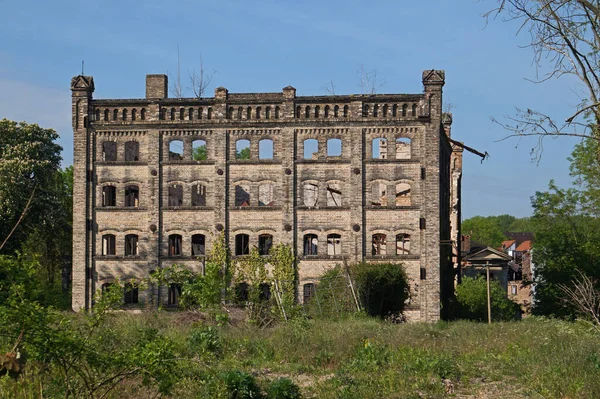 Ruina Del Edificio Almacenamiento Del Complejo Molinos Boellberg Halle Alemania — Foto de Stock