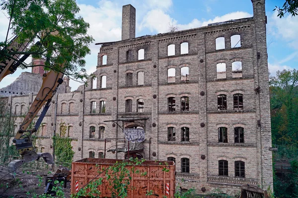 Demolição Edifício Armazenamento Complexo Boellberger Mill Halle — Fotografia de Stock