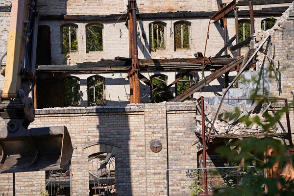 Demolición Del Edificio Almacenamiento Del Complejo Boellberger Mill Halle — Foto de Stock