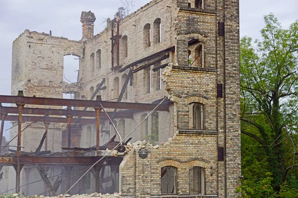 Demolición Del Edificio Almacenamiento Del Complejo Boellberger Mill Halle — Foto de Stock