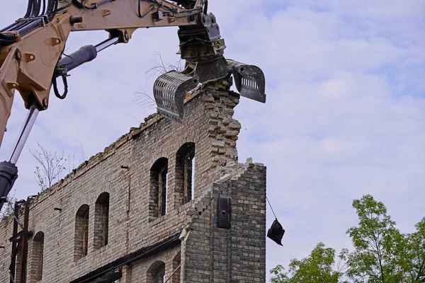 Demolición Del Edificio Almacenamiento Del Complejo Boellberger Mill Halle — Foto de Stock