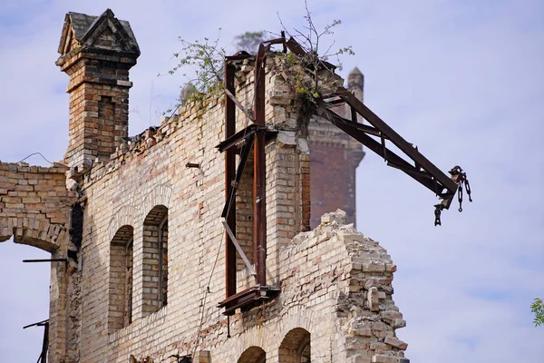 Demolición Del Edificio Almacenamiento Del Complejo Boellberger Mill Halle — Foto de Stock