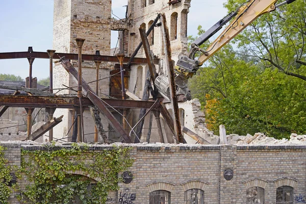 Demolición Del Edificio Almacenamiento Del Complejo Boellberger Mill Halle — Foto de Stock