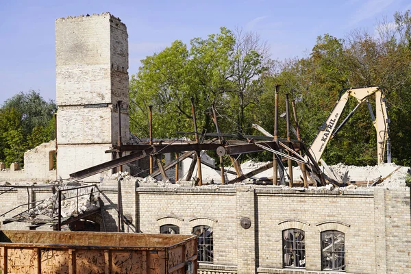 Demolición Del Edificio Almacenamiento Del Complejo Boellberger Mill Halle — Foto de Stock