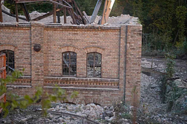 Demolición Del Edificio Almacenamiento Del Complejo Boellberger Mill Halle — Foto de Stock