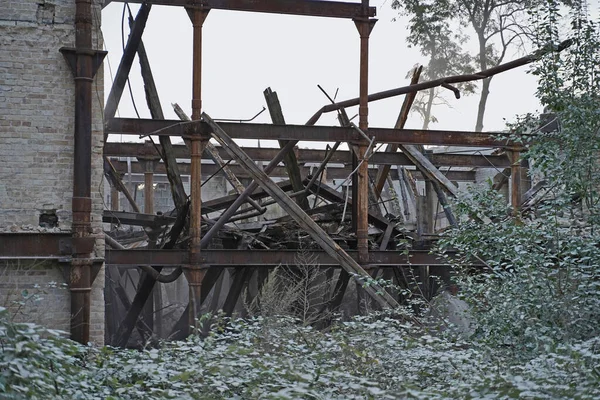 Demolición Del Edificio Almacenamiento Del Complejo Boellberger Mill Halle — Foto de Stock