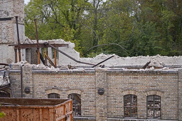 Demolición Del Edificio Almacenamiento Del Complejo Boellberger Mill Halle — Foto de Stock