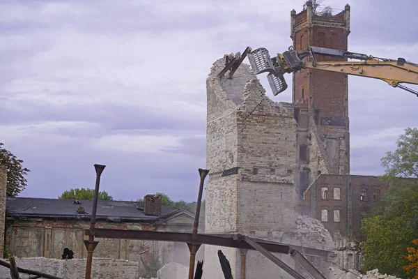 Demolición Del Edificio Almacenamiento Del Complejo Boellberger Mill Halle — Foto de Stock