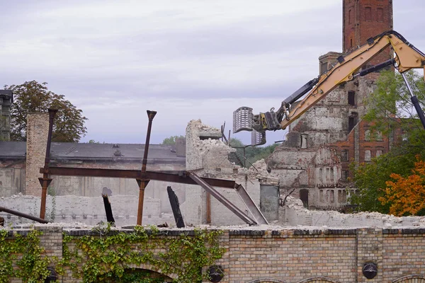 Demolición Del Edificio Almacenamiento Del Complejo Boellberger Mill Halle — Foto de Stock