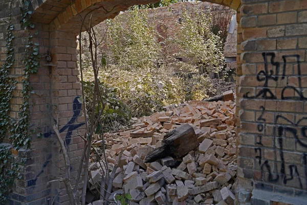 Ruïne Van Het Opslaggebouw Van Het Molencomplex Boellberg Halle Duitsland — Stockfoto