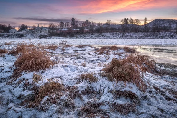Erfrieren Der Großen Wolga Stariza — Stockfoto