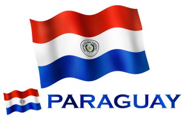 Paraguay amblem bayrağı metin ve telif alanı ile. Paraguay bayrak illüstrasyonu Paraguay metni ve beyaz boşluk