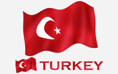 Türkiye amblemi bayrağı metin ve telif alanı / Türkiye bayrağı illüstrasyonu Türkiye metni ve beyaz alan