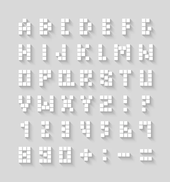 Flat pixel font with shadow effect. — Stock Vector