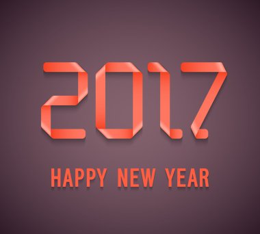 Mutlu yeni yıl 2017 kağıt kartpostal.