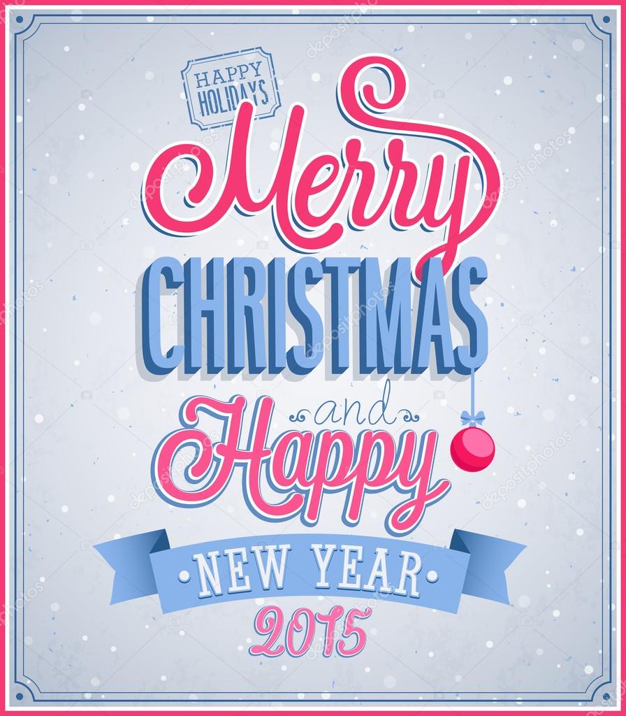 Merry Christmas and Happy New Year typographic design.