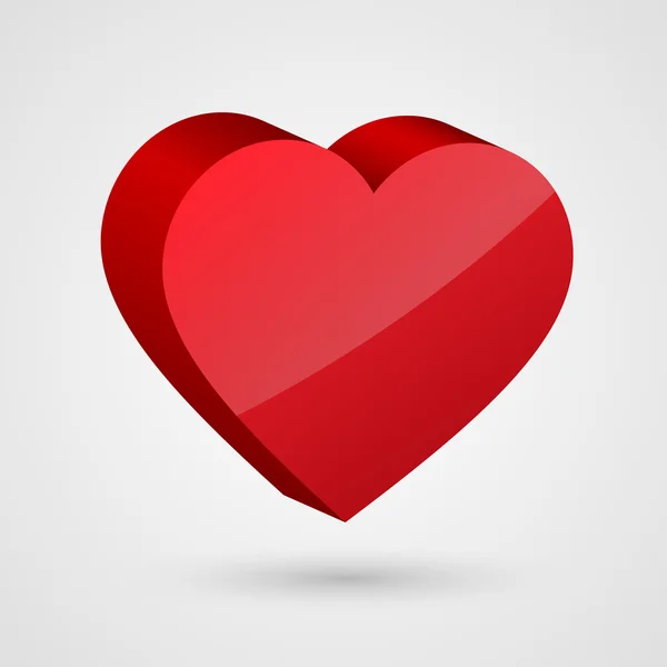 Brillante 3d corazón rojo . — Archivo Imágenes Vectoriales