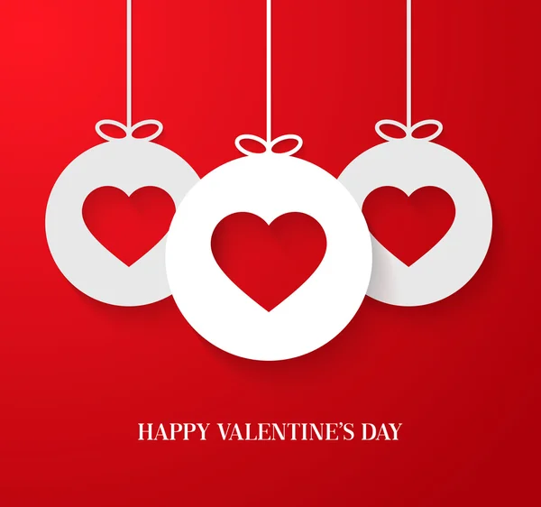 Valentinstag-Karte mit hängenden Herzen. — Stockvektor